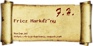 Fricz Harkány névjegykártya
